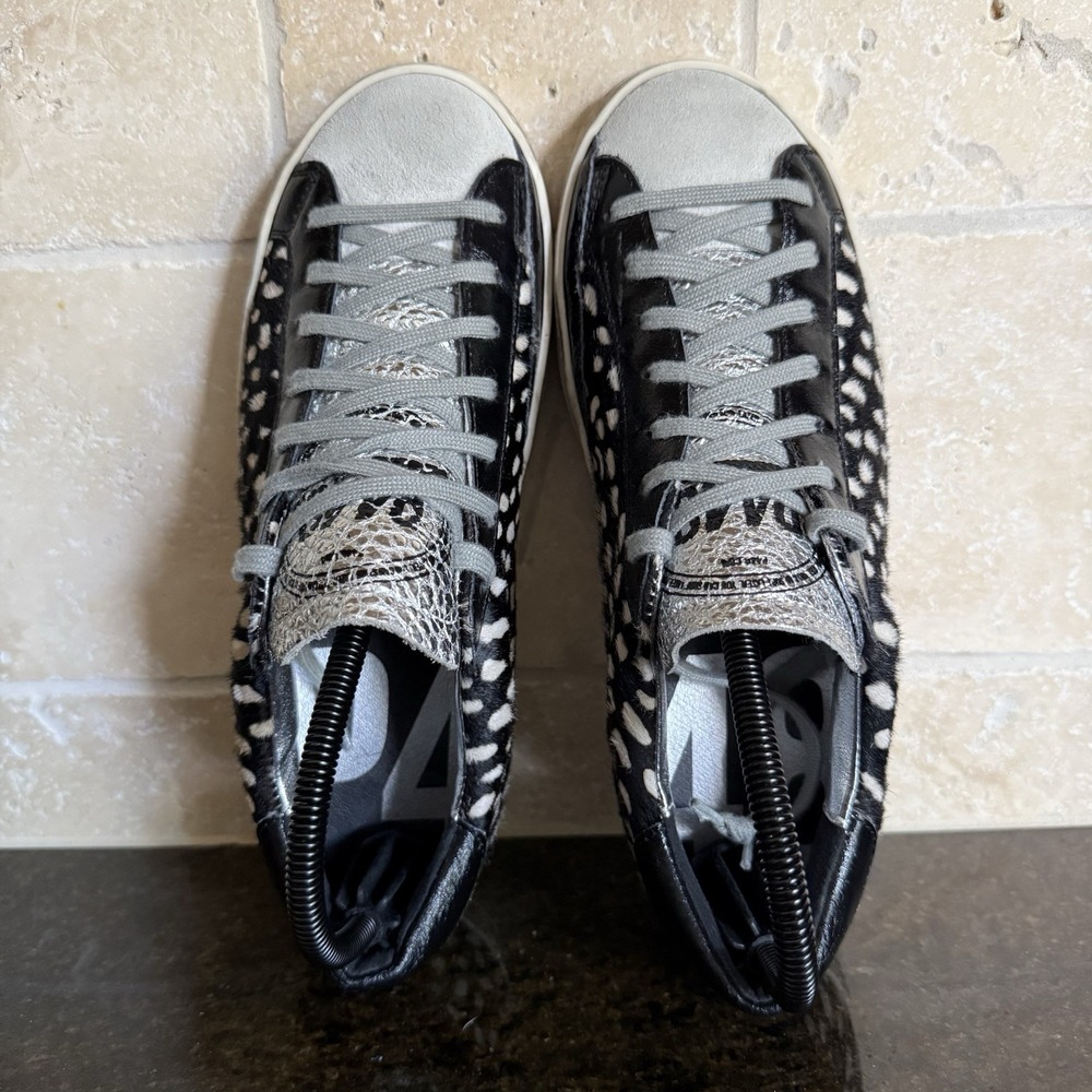 Revolve P448 John Calf Hair Spotted Cowiena Sneaker Black White EU 39 US 8.5 9 - Picture 10 of 14